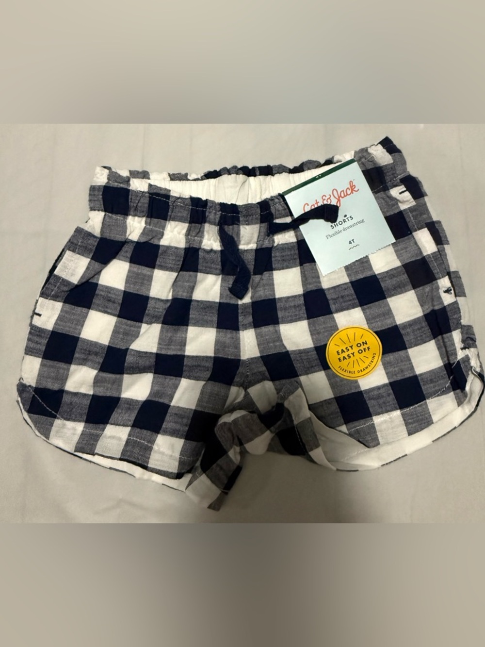Girls Cat & Jack Blue Plaid Drawstring Pull On Shorts NEW